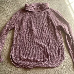 Cowl neck burgundy sweater.